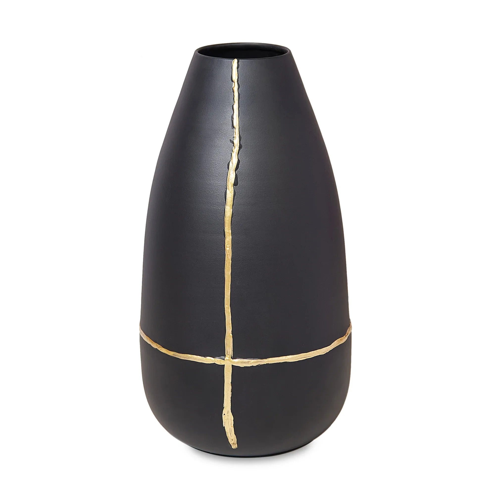 Mezzo Metal Vases 35 cm in Black Colour - HomeTown
