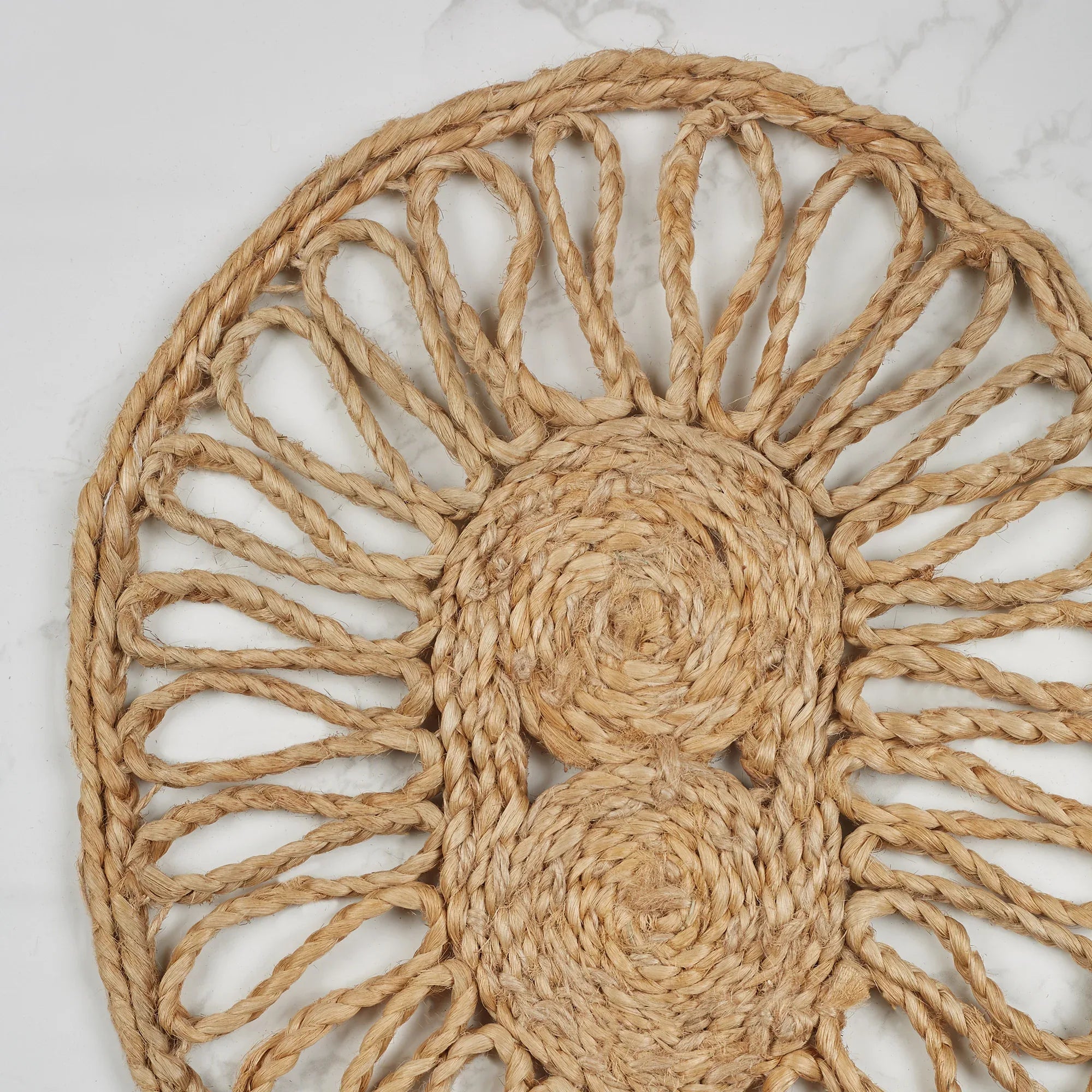 Boho Handmade Jute Trivet Set Of 2 Dia 25 Cm in Natural Colour - HomeTown