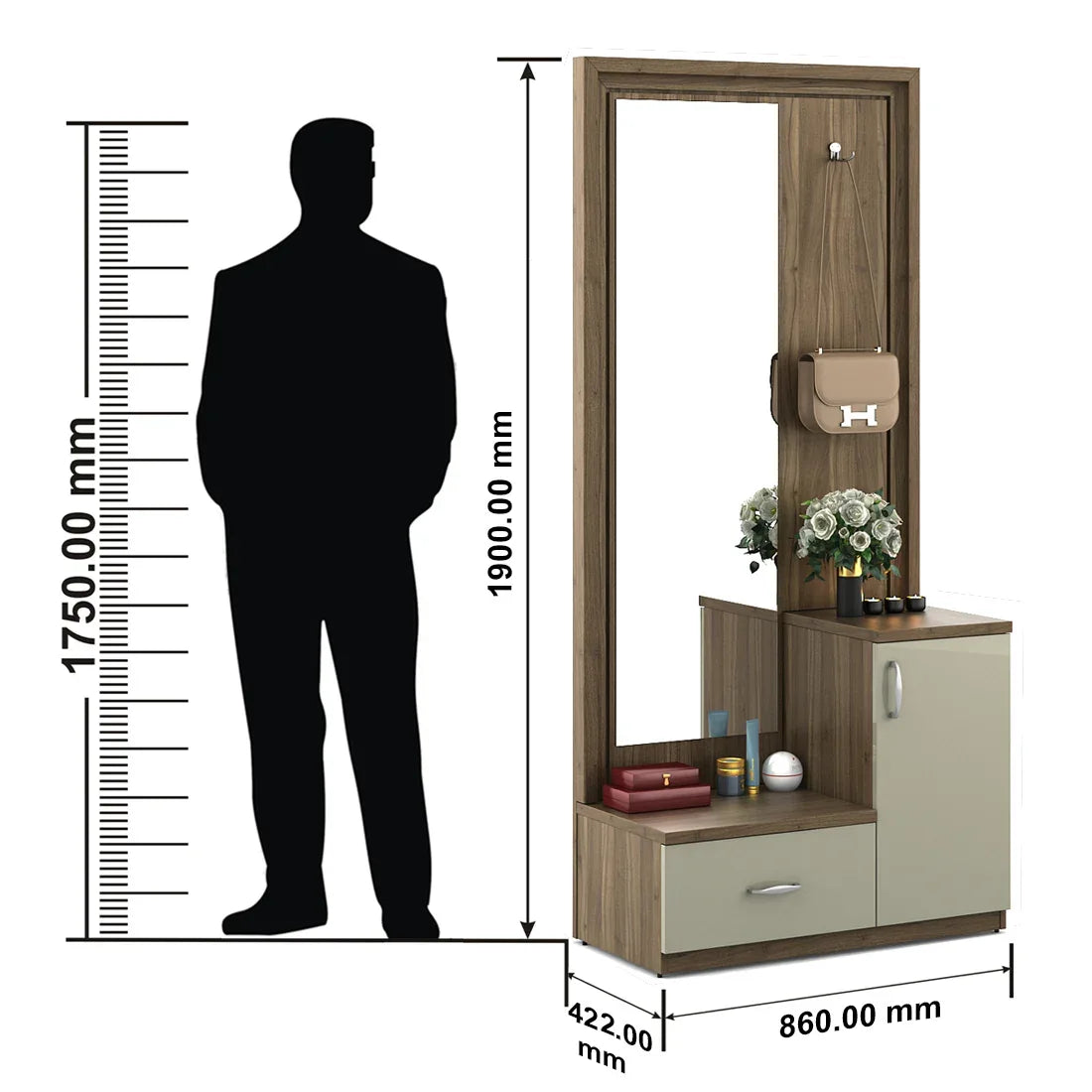 Petra Dresser With Mirror in Walnut Colour - HomeTown