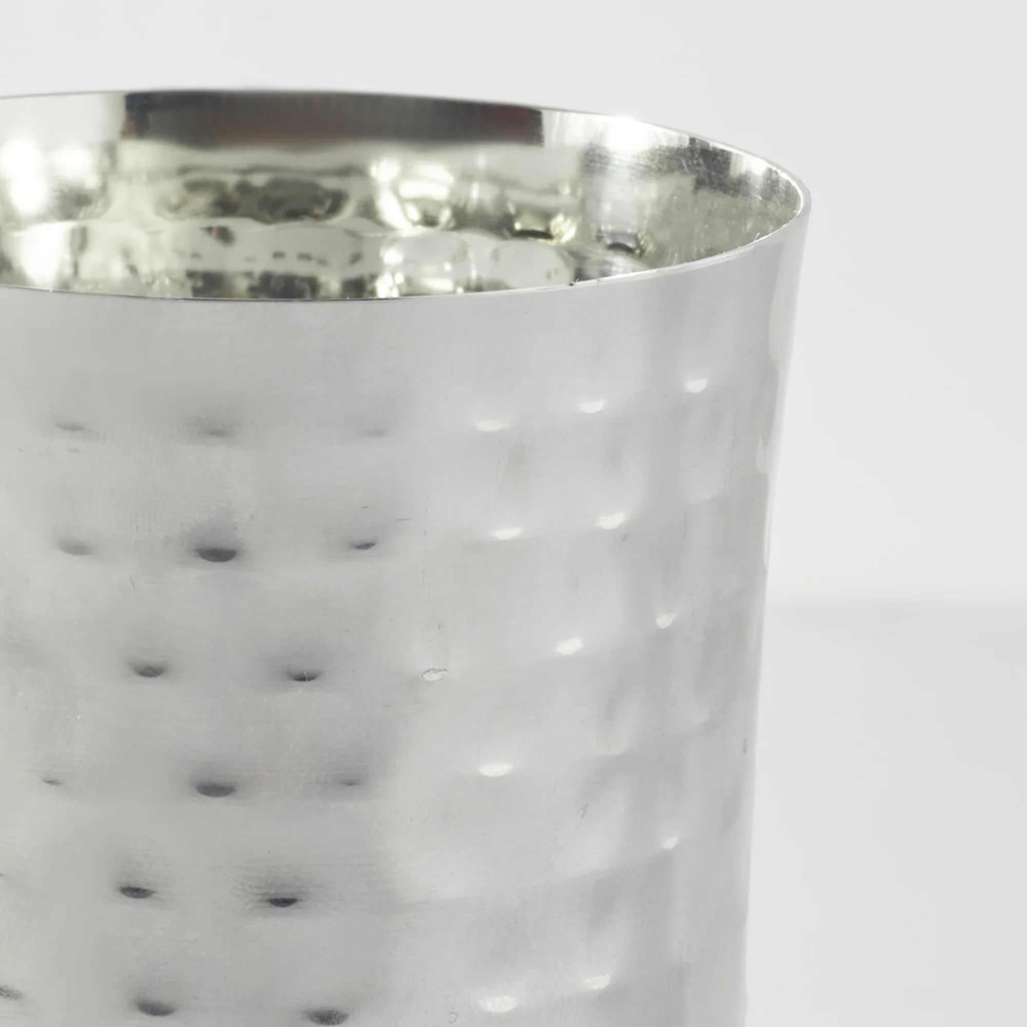 Glisto Stainless Steel Hammered Drinking Glass/Tumbler Set of 4 in Silver Colour - HomeTown