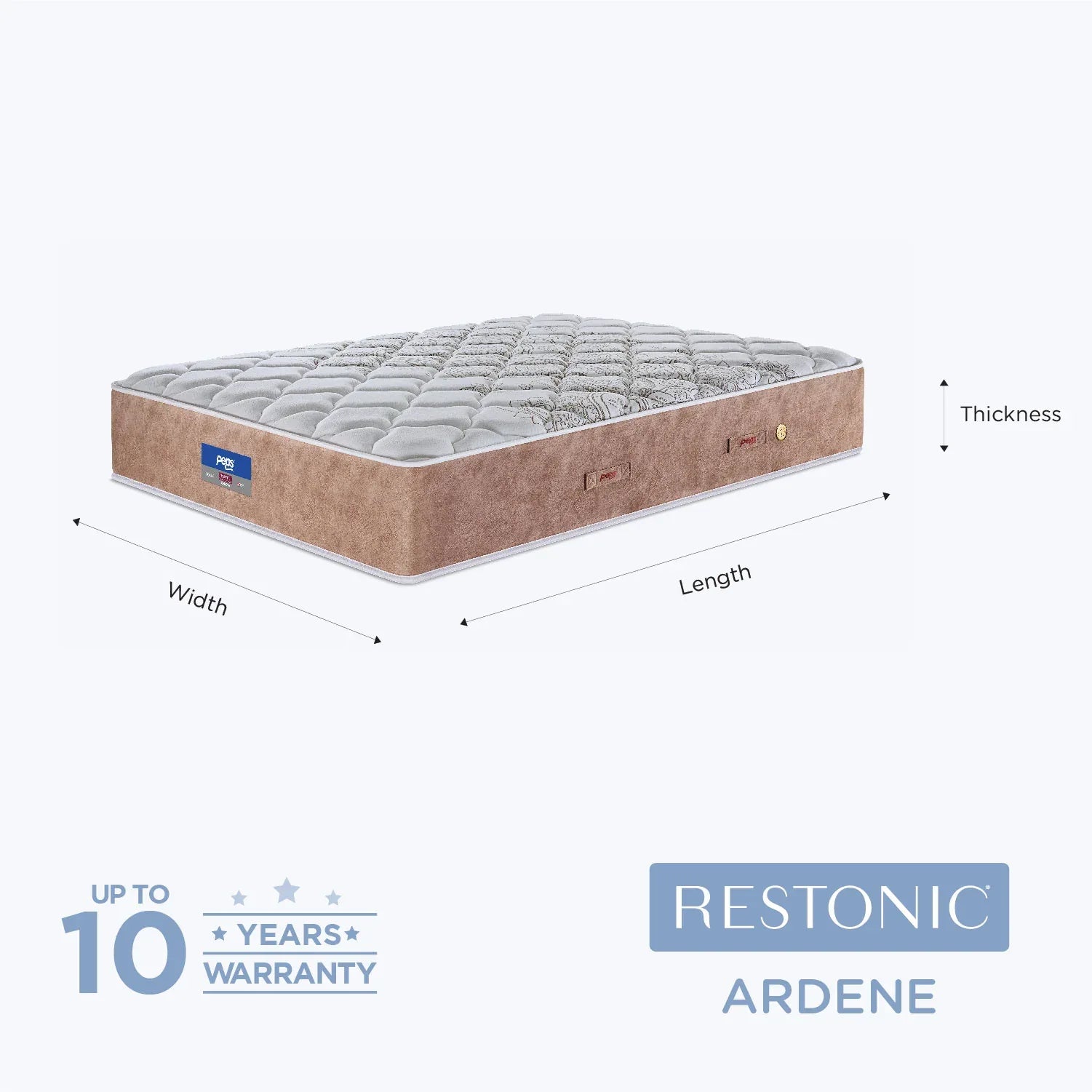 Restonic Ardene Pocket Spring Double Mattress 72x48x8 Inch in Brown Colour - HomeTown