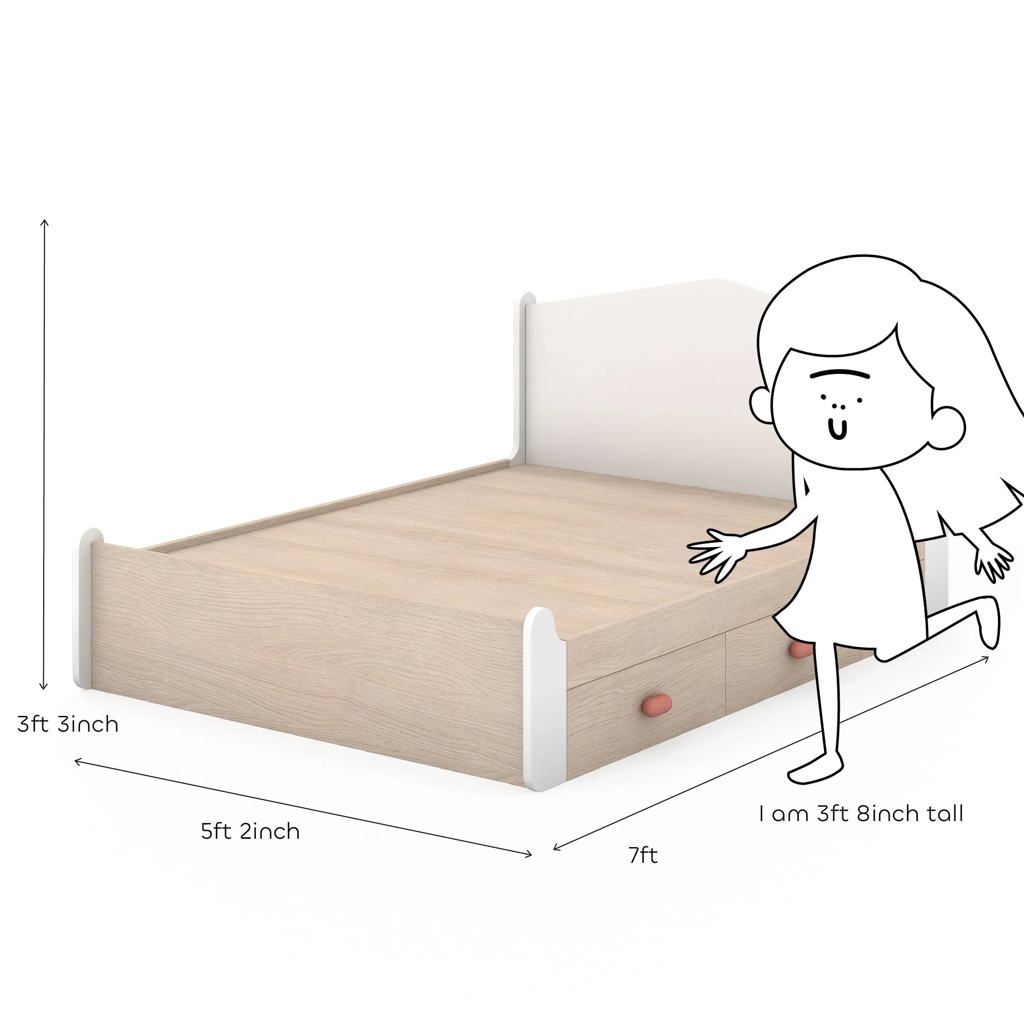 Secret Den Queen Size Bed with Storage in Pearly White Colour - HomeTown