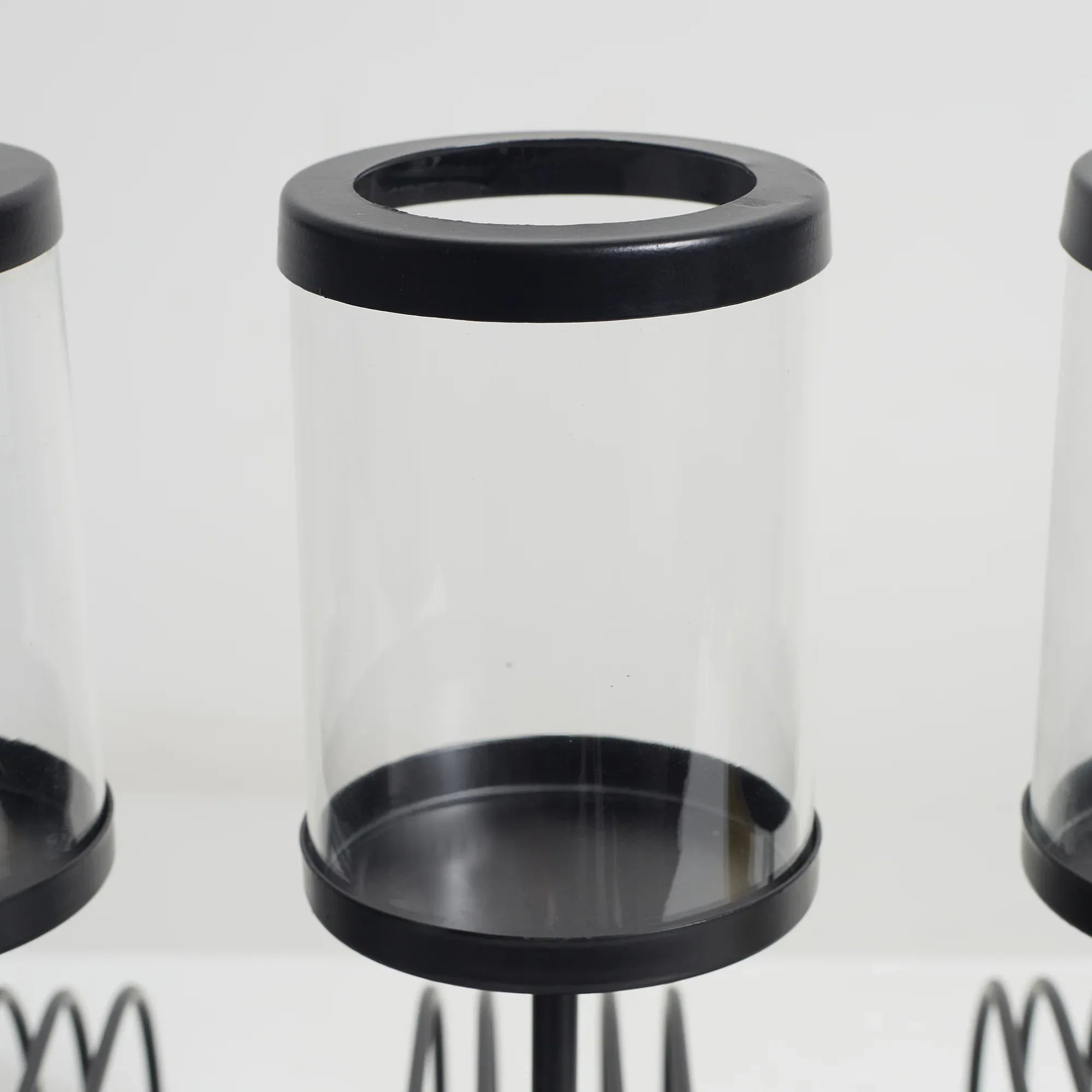 Sovereign Iron and Glass Wired 4 Pillar Holder 60x29Cm in Black Colour - HomeTown