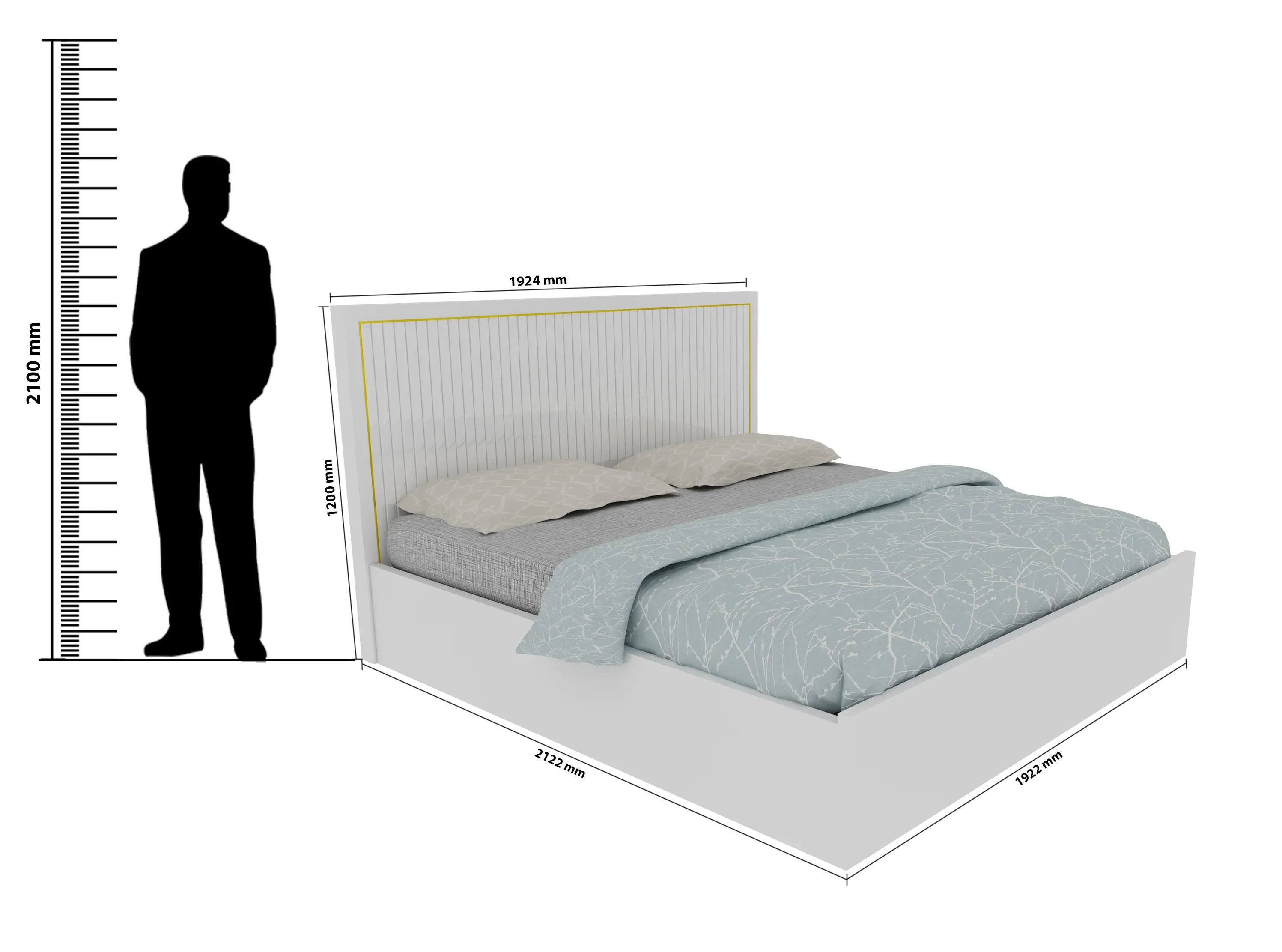 Minerva New King Bed With Hydraulic Storage in White Colour - HomeTown