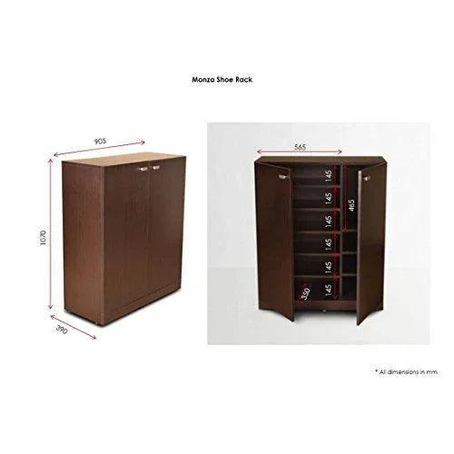 Monza Engineered Wood Shoe Rack in Wenge Colour dimensions