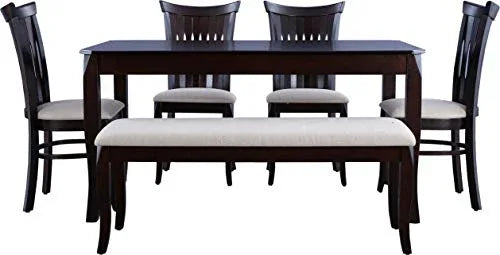 Cardiff Solidwood 6 Seater Dining Set with Bench in Expresso Colour - HomeTown