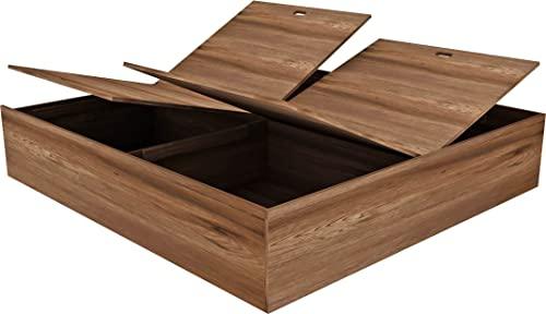 Saville Queen Size Bed with Box Storage in Dark Vogue Colour - HomeTown