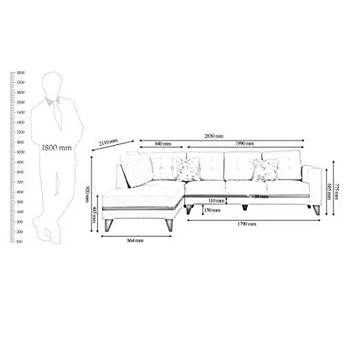 Garcia Fabric 5 Seater Sofa with Right Hand Side Lounger - HomeTown