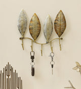 Vedas 4 Ginkgo Decorative Metal Wall Hooks - Stylish Home Organizer