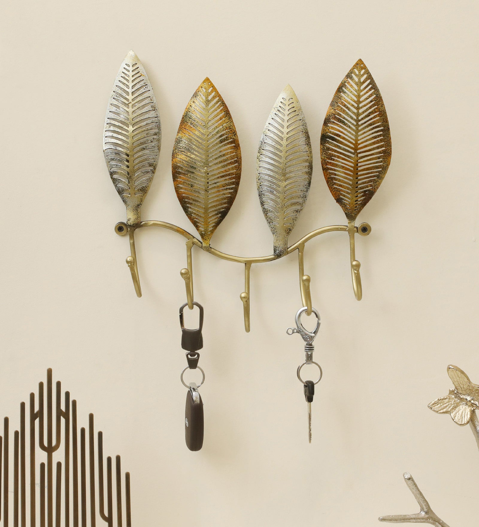 Vedas Four Ginko Decorative metal Wall Hooks