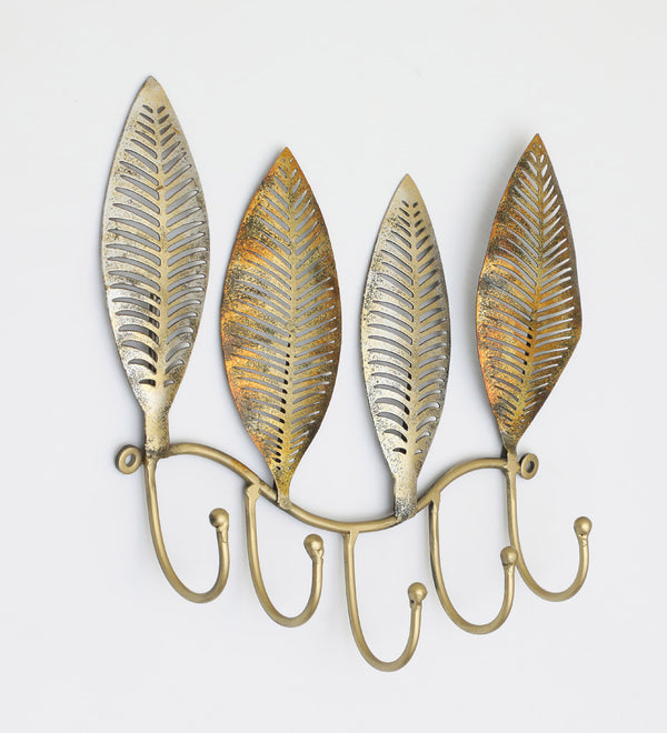 Vedas 4 Ginkgo Decorative Metal Wall Hooks - Stylish Home Organizer dimensions