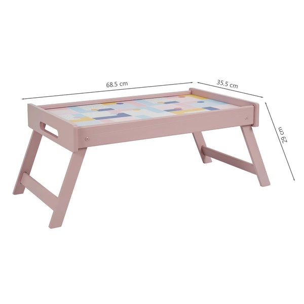 Print Modern Pop Pink Engineered Wood Bed Tray in Pink Colour dimensions