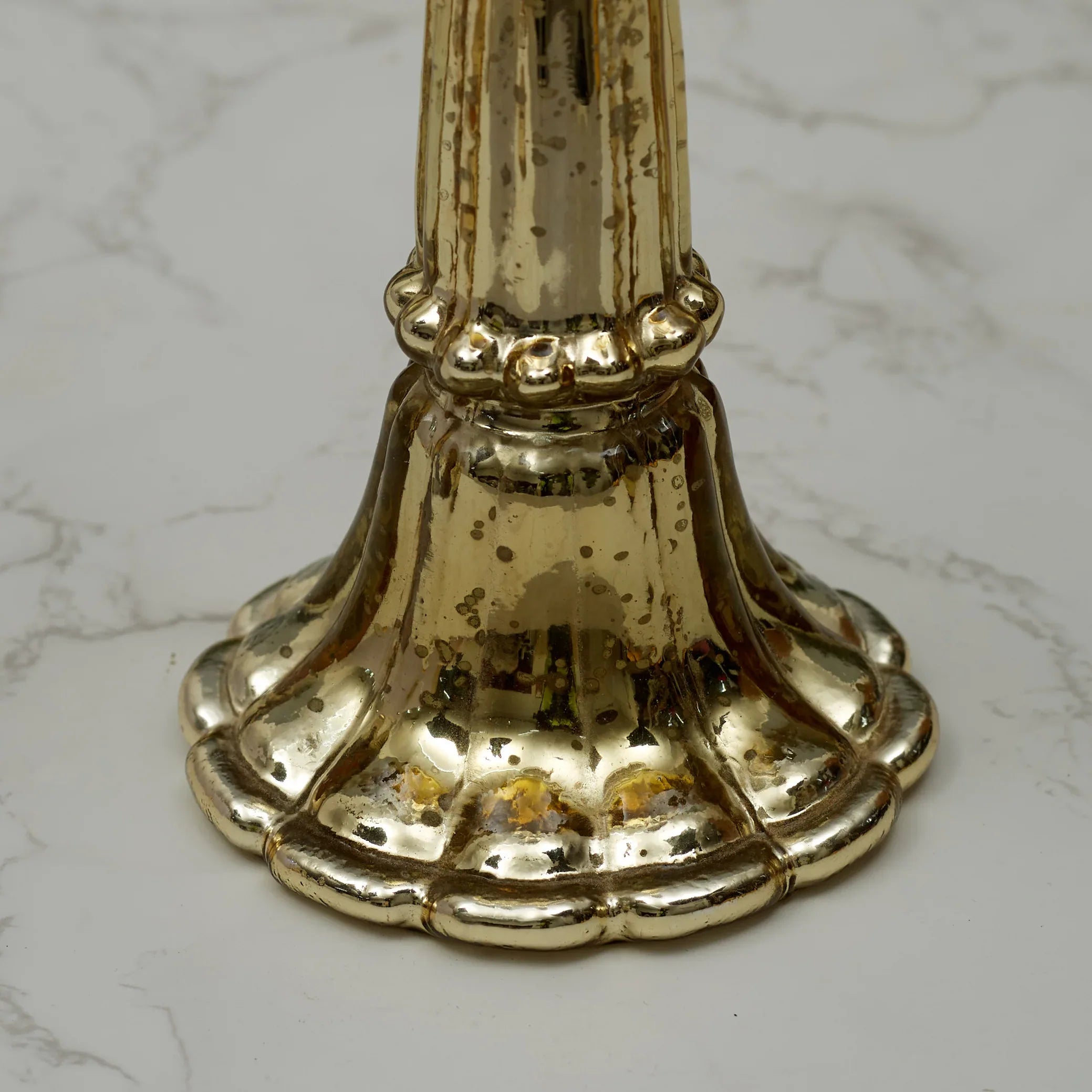 Phiona Glass Etched Handcrafted Hurricane 49 Cm in Gold Colour - HomeTown