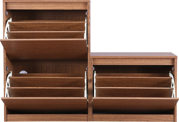 Alder Engineered Wood 1+2 tier Shoe Rack in Oak Colour dimensions