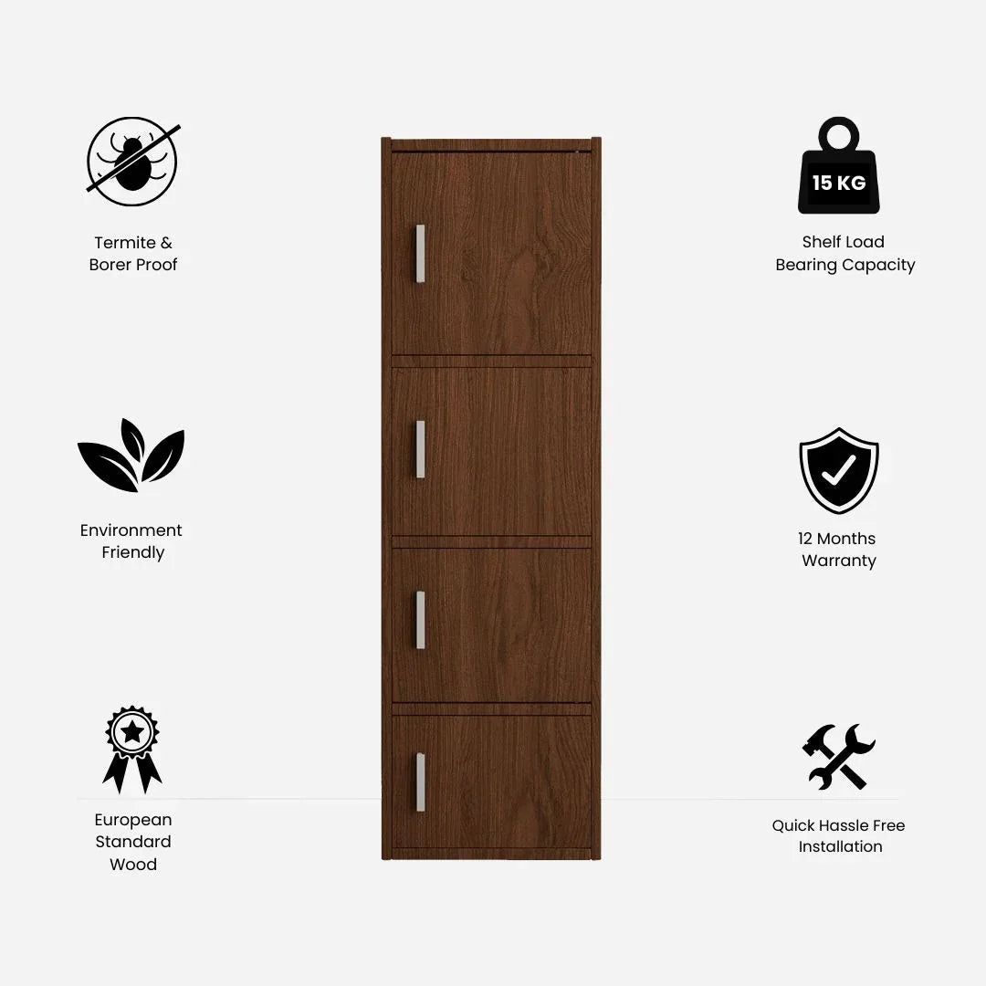 Albert Engineered Wood 4 Tier Cabinet in Oak Colour