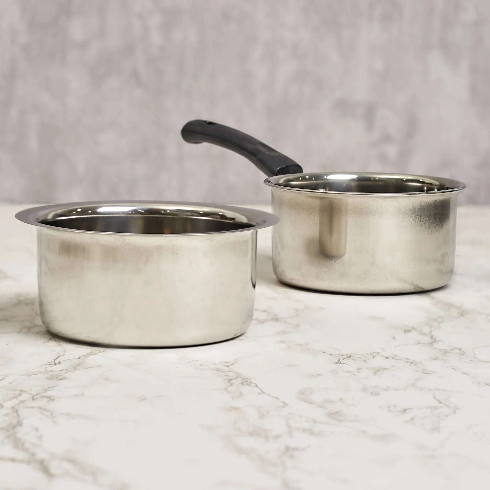 Fiesta Stainless Steel Saucepan & Tope Combo Set of 2 in Silver Colour - HomeTown