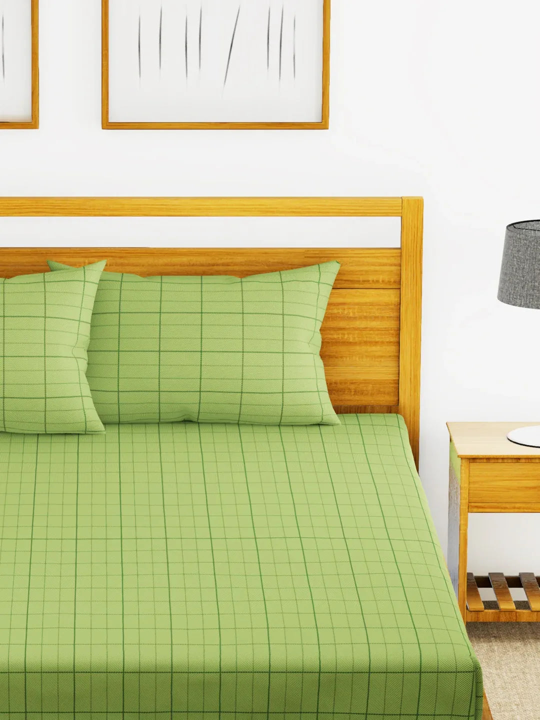 Mt Fit Cotton King Fitted Bedsheet 274X274 CM in Olive Colour - HomeTown