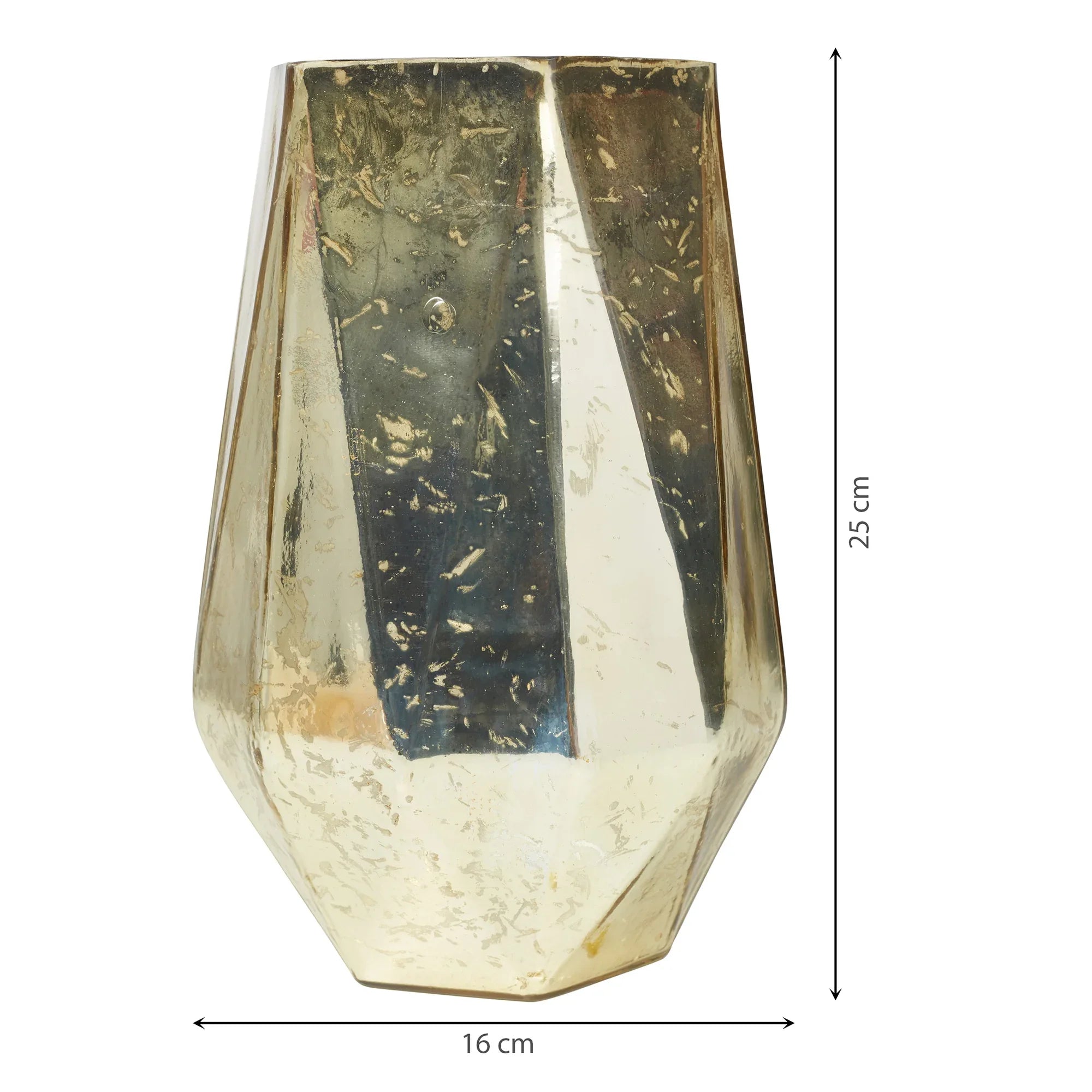 Phiona Glass Hexa Handcrafted Votive Mercury 24 Cm in Gold Colour - HomeTown