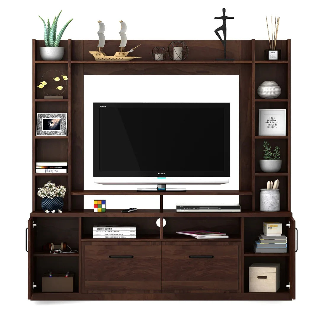 Antwerp Full Height TV Unit in Sheesham Colour - HomeTown