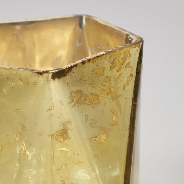 Phiona Glass Hexa Handcrafted Votive Mercury 13 Cm in Gold Colour dimensions