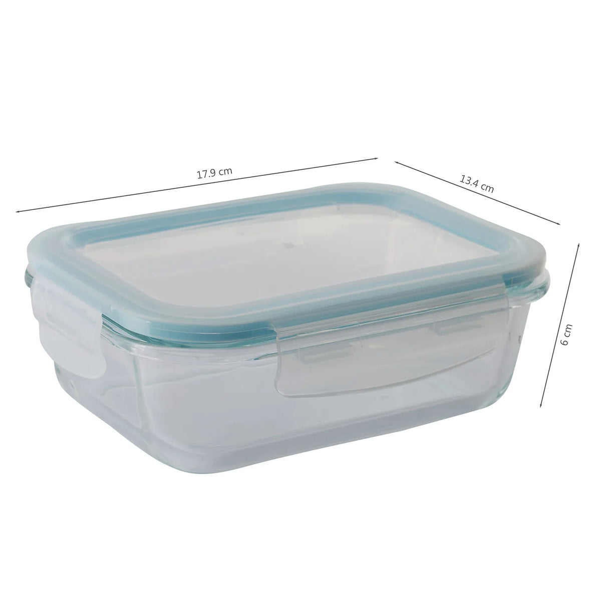 Robust Glass Rectangle Container with PP Lid 640ML in Transparent Colour - HomeTown