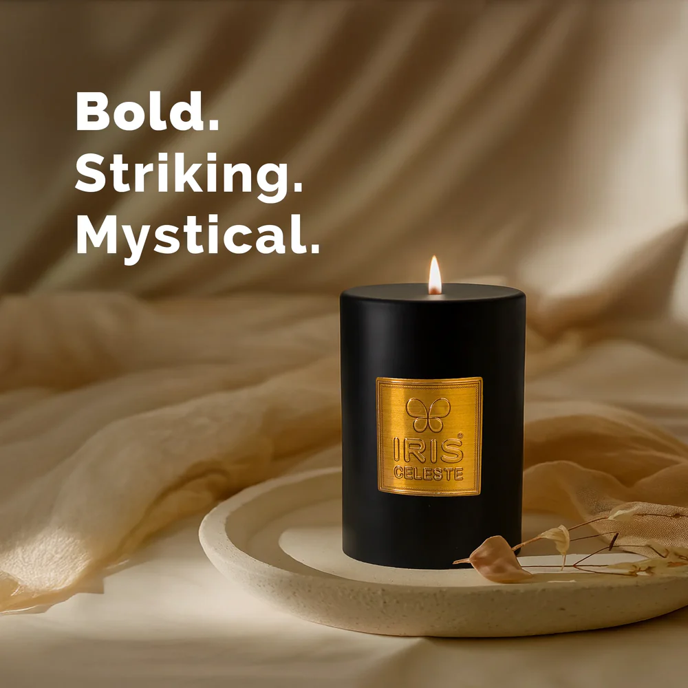 IRIS CELESTE  PILLAR CANDLE  ICAC09012BO