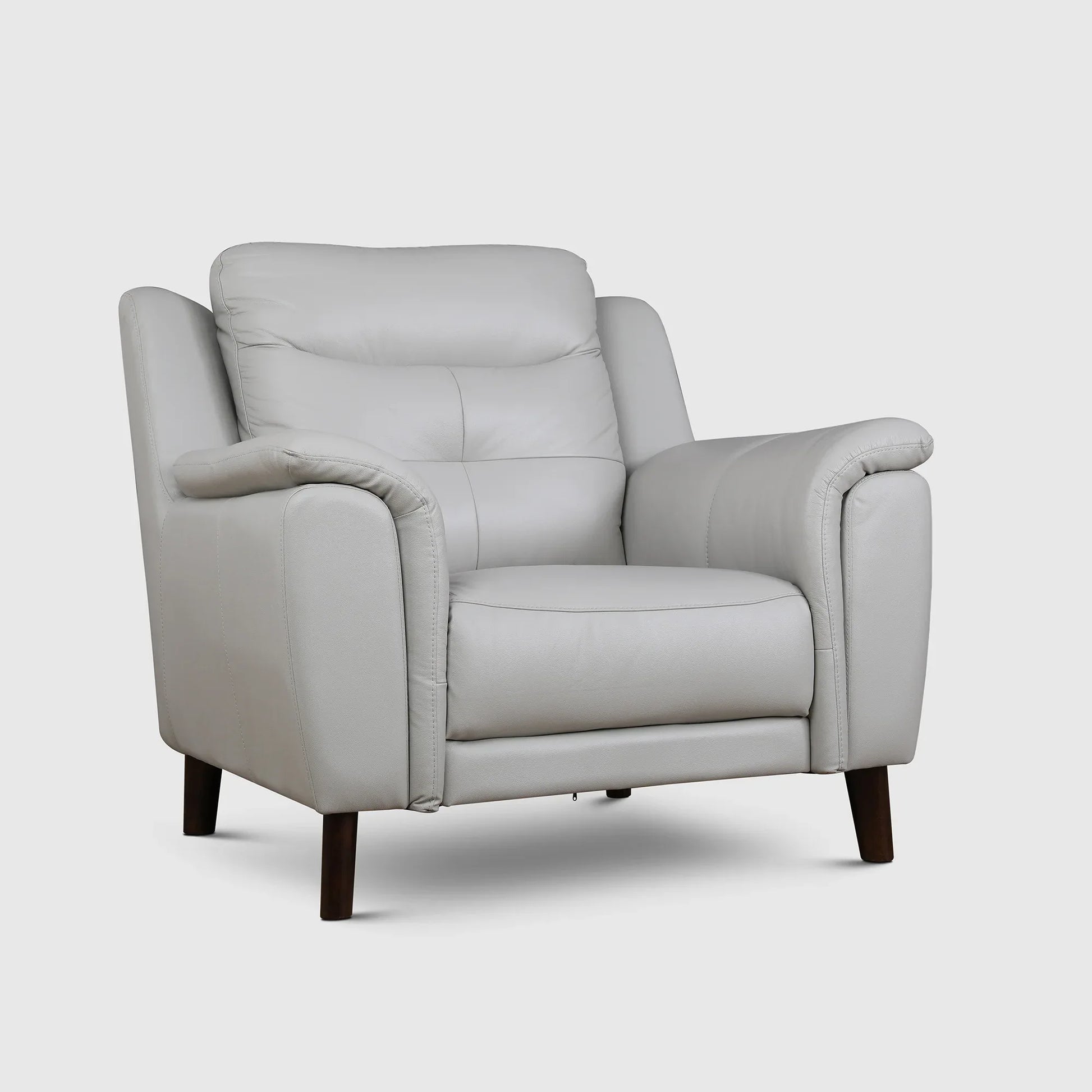 Alexa Half Leather Single Seater Sofa in Light Grey Colour - HomeTown