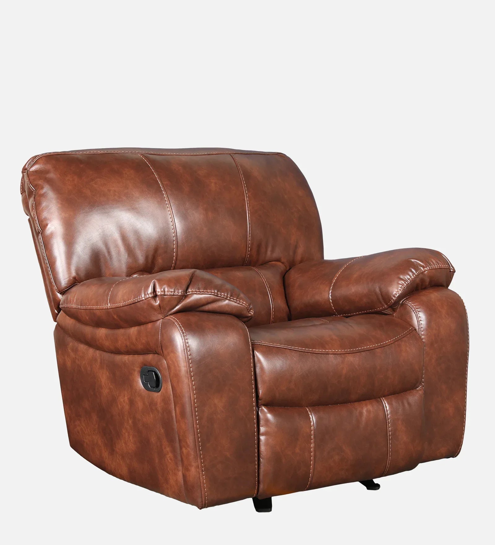 Urbano Leather Fabric Single Seater Recliner in Brown Colour - HomeTown
