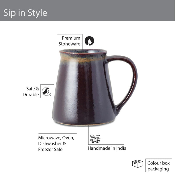 Fiesta Studio Pottery Ombre Coffee Mug 300 ML Set of 4 in Rust Colour dimensions