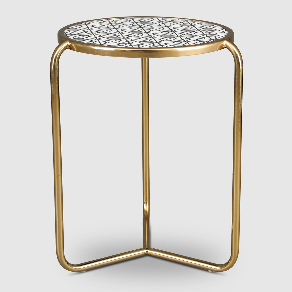 Ossein Metal Nesting Table (Set of 2) in Gold & White Colour