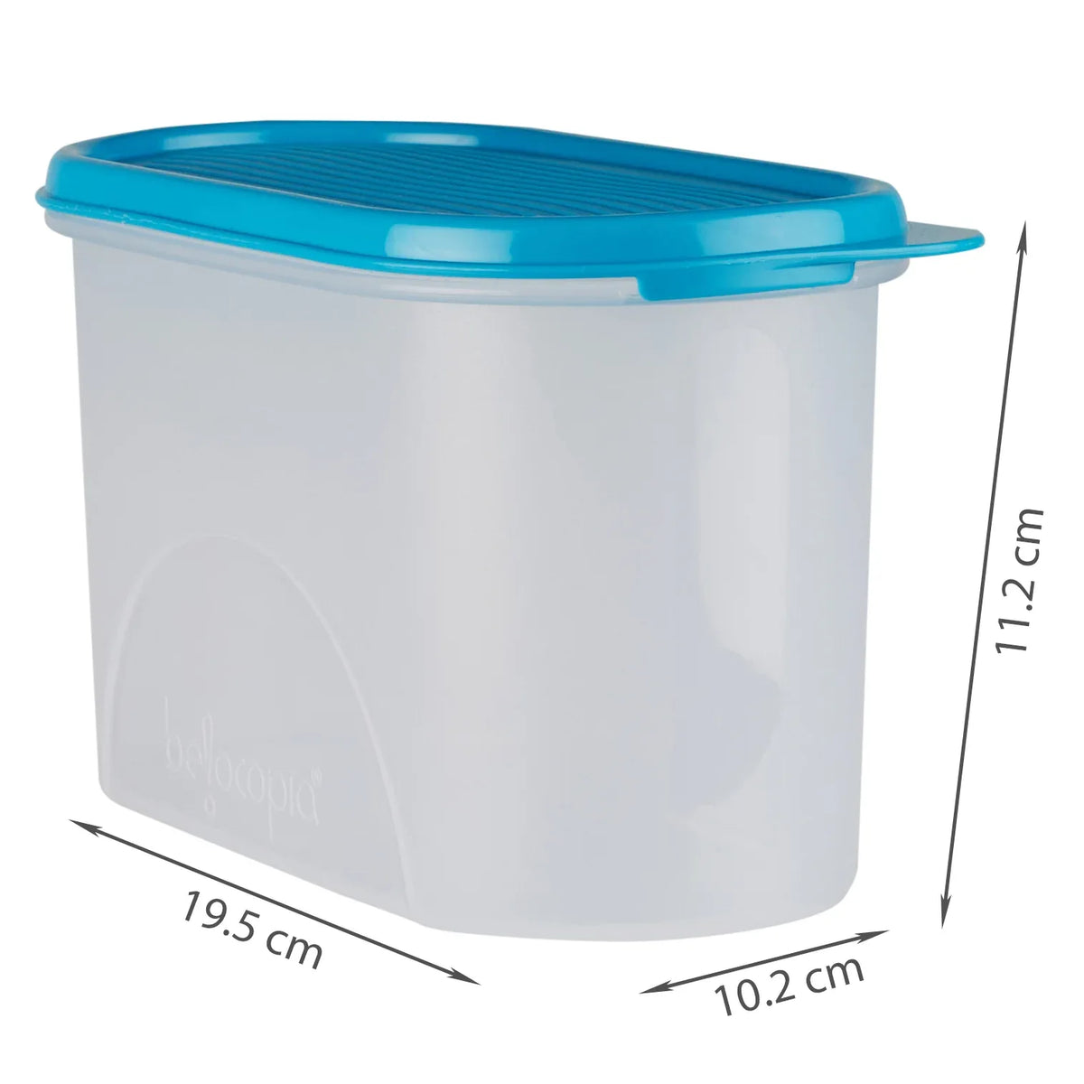 Fiesta 100% BPA-Free Plastic Oval Container Set of 3 (600ml, 1300ml, 2000ml) in Teal & Transparent Colour - HomeTown