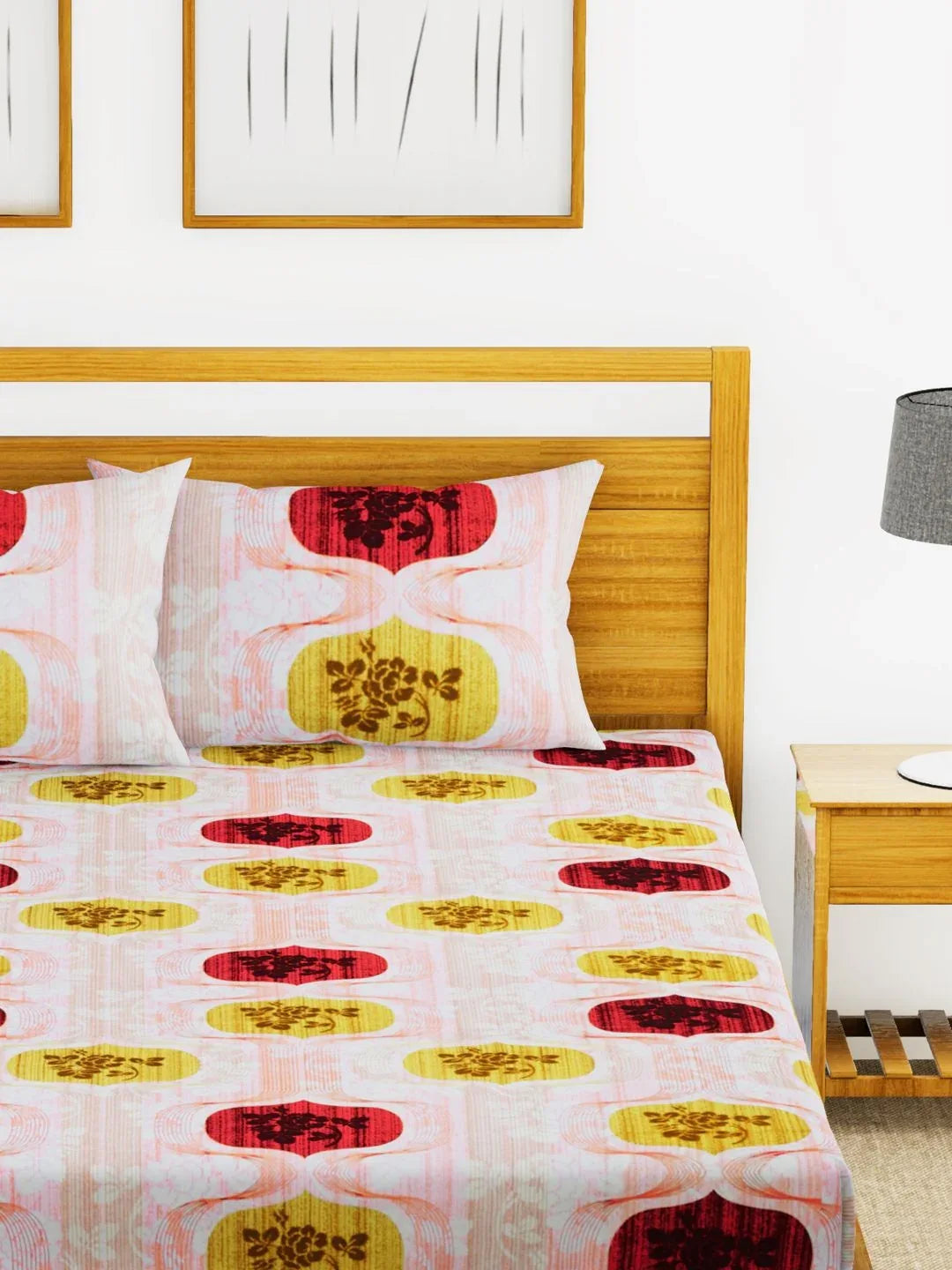 Essenza Cotton King Bed Sheet 220X254 CM in Pink Colour - HomeTown