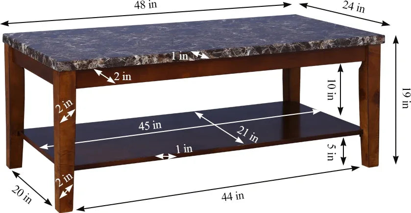 Eden Marble Finish Top Center Table in Brown Colour - HomeTown
