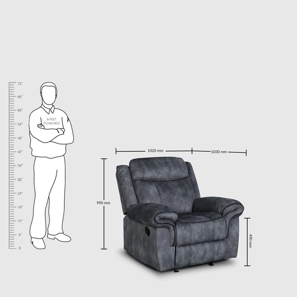 Enfield Rocker Recliner | 1 Seater | Grey dimensions