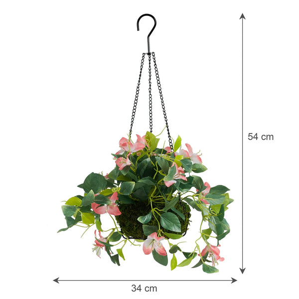 Ilana  Faux Hanging Bougainvillea With Pot 54 Cm in Pink Colour dimensions