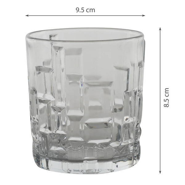 Cairo Glass Whisky Glass Set of 6 in Transparent Colour dimensions