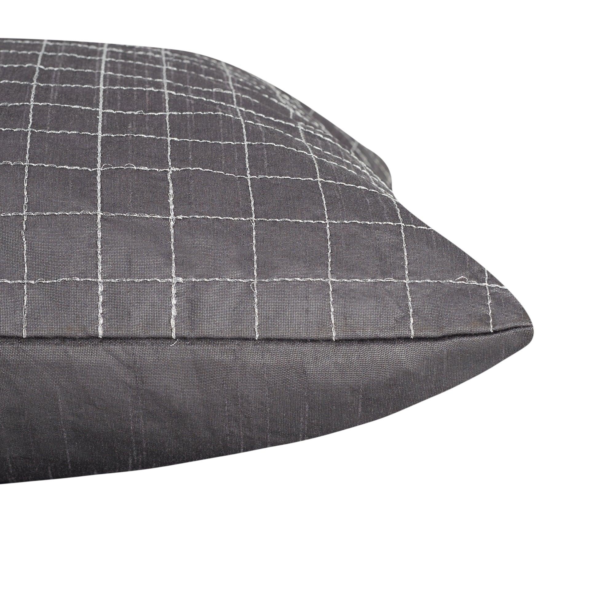 Modern Pleated Set Of 2 Cushion Cover 40x40 Cm in Charcoal Colour - HomeTown