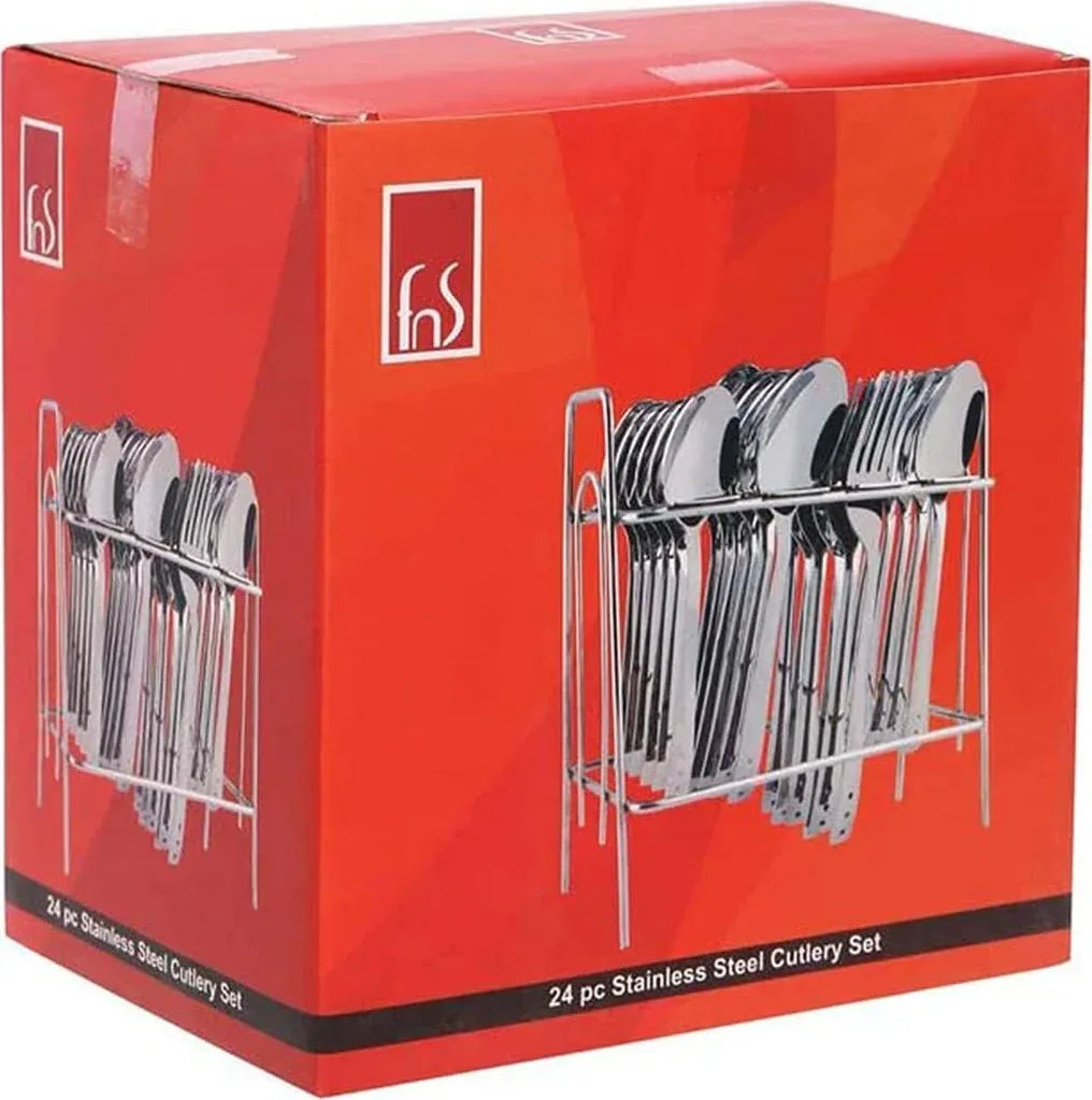 Kenwood Stainless steel 24 Pcs Cutlery Set With Stand in Silver Colour - HomeTown