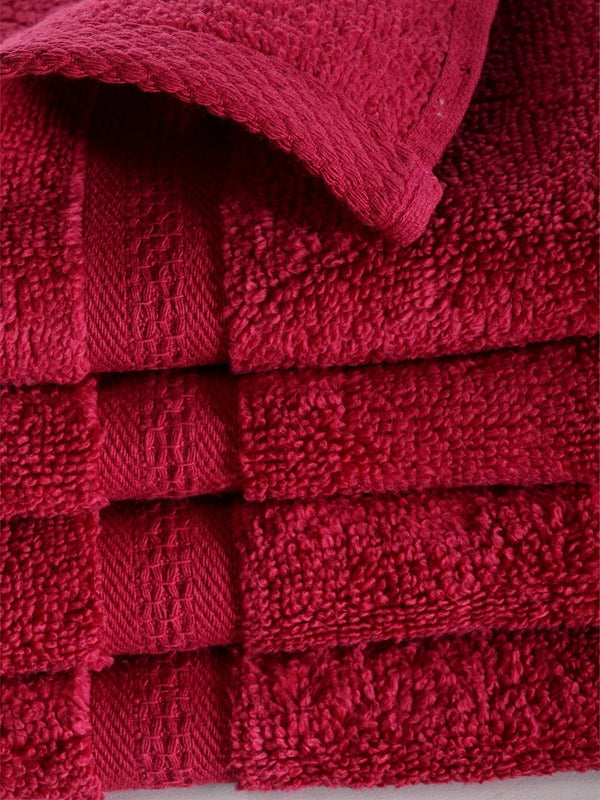 Paradiso Cotton Set Of 4 Face Towel in Burgundy Colour dimensions