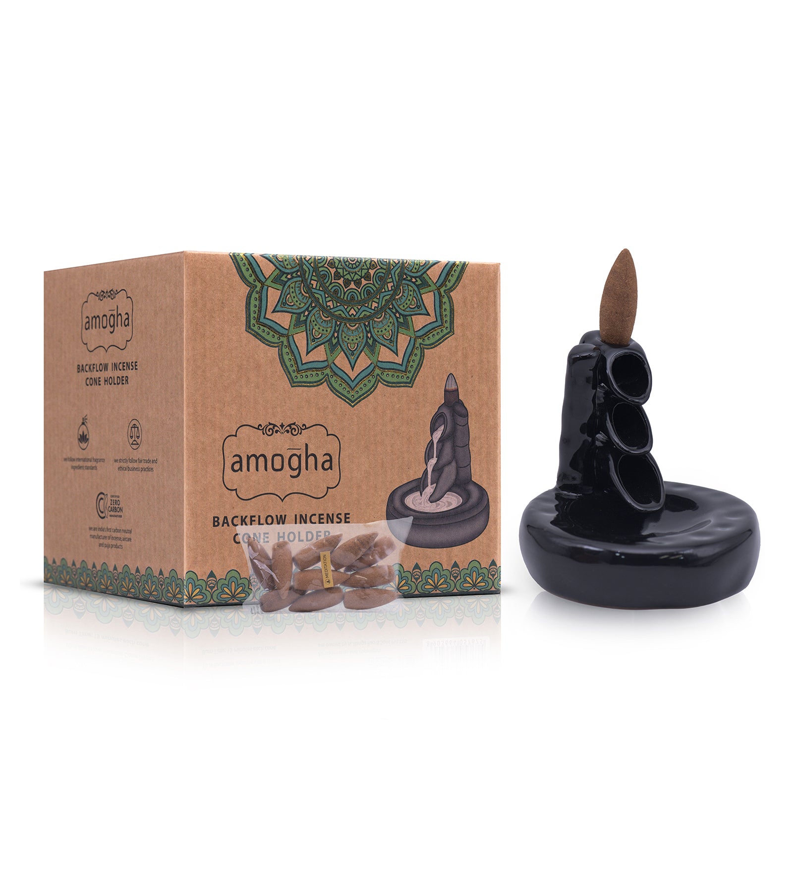 AMOGHA BCKFLW INCENSE CONE HLDR INBFH636