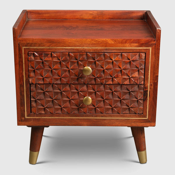 Phoolkari Night Stand in Honey Colour dimensions
