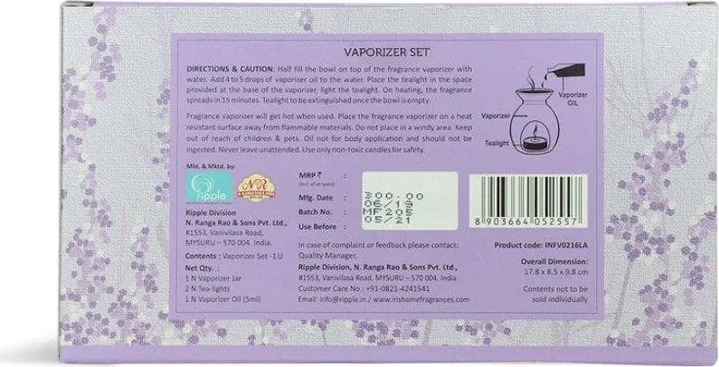 Vapourizer Set Ceramic 5Ml With 2 Tealights in Lavender Colour - HomeTown
