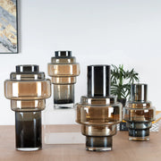 Julian Modern Glass Vase 34Cm in Smoky Colour - HomeTown