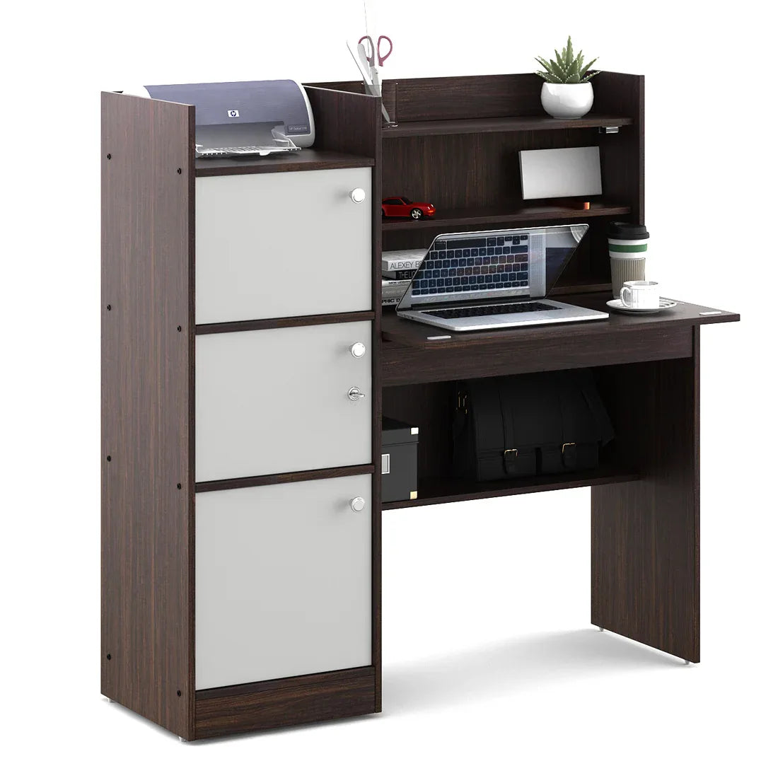 Venus Engineered Wood Study Table in Wenge & White Colour - HomeTown