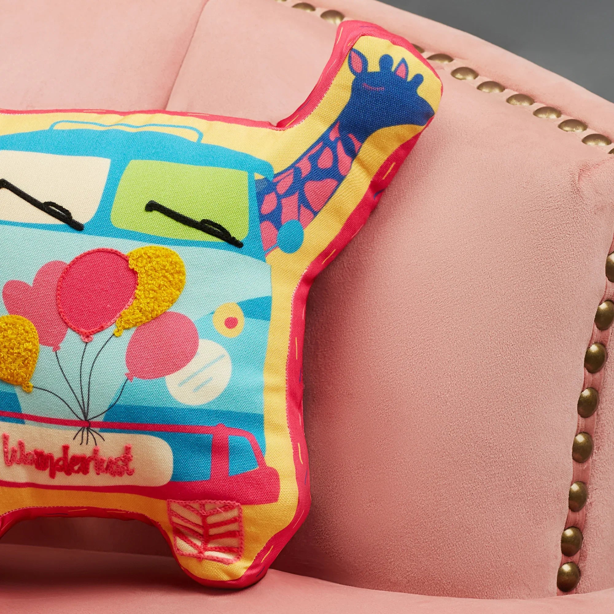 Good Life Reversible Van Digital Printed Shaped Cushion 26x36 Cm in Aqua Colour - HomeTown