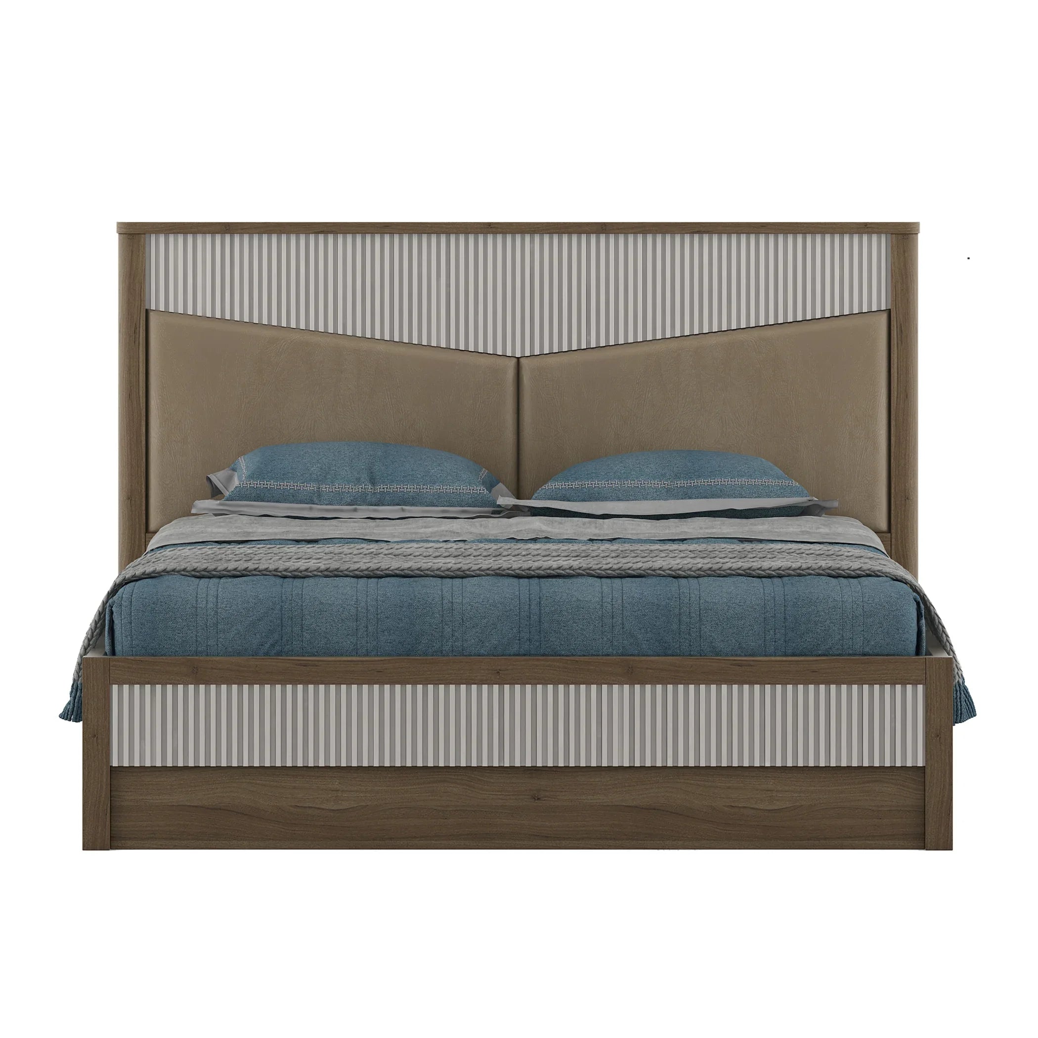Cascade Queen Bed With Hydraulic storage in Lyon walnut Colour - HomeTown