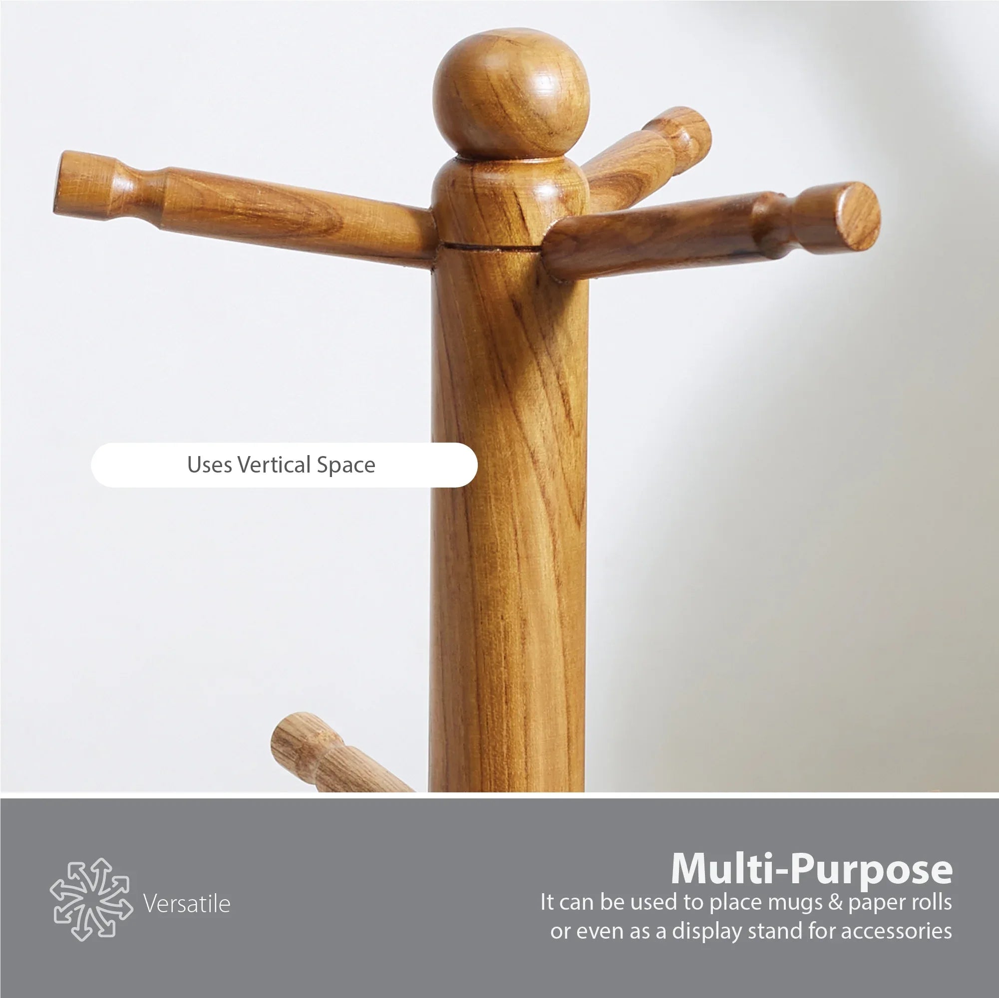 Beautiful Kitchen Wood Mug Tree/Stand/Holder in Brown Colour - HomeTown