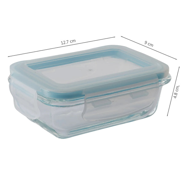 Robust Glass Rectangle Container with PP Lid 180ML in Transparent Colour dimensions