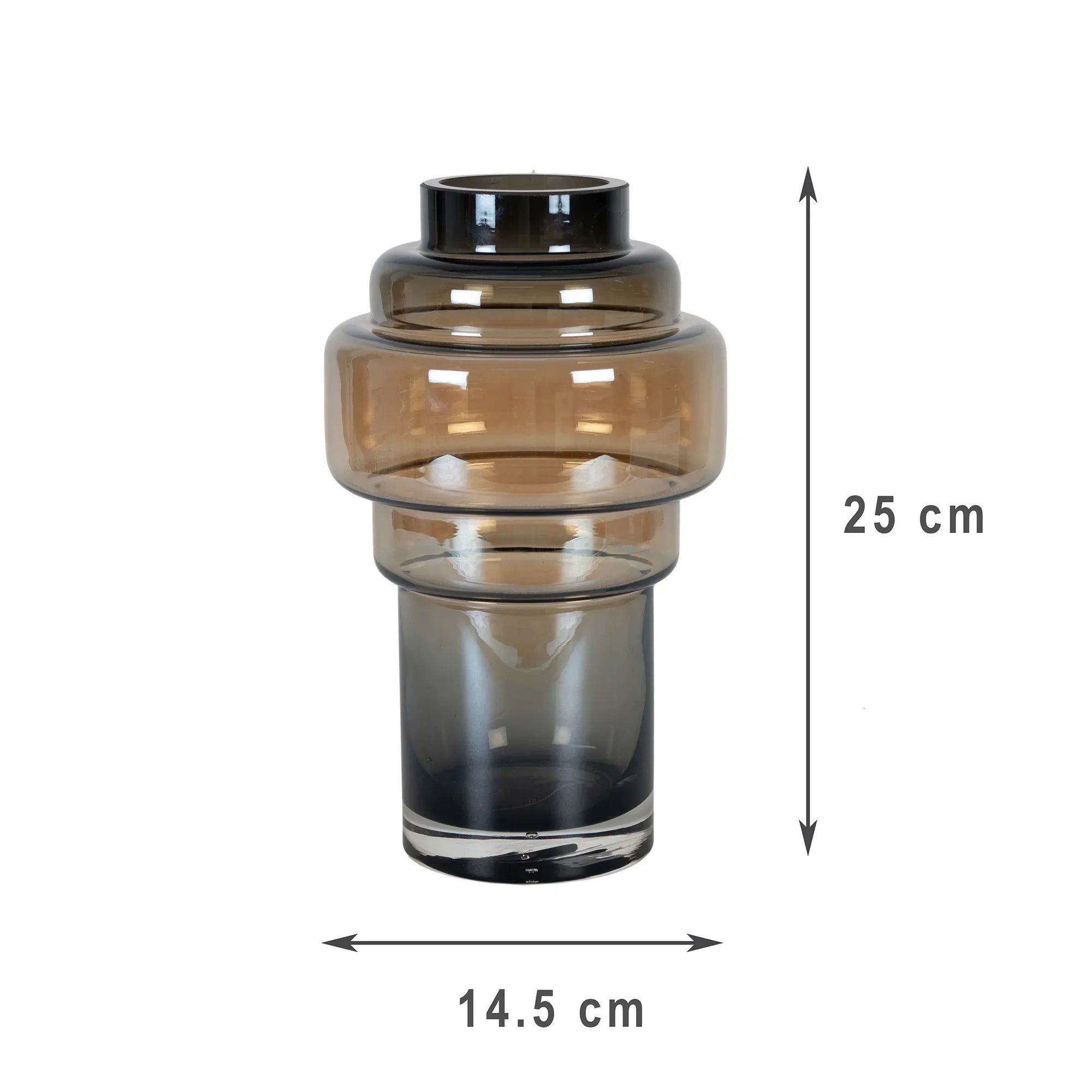 Julian Modern Glass Vase 25Cm in Smoky Colour - HomeTown