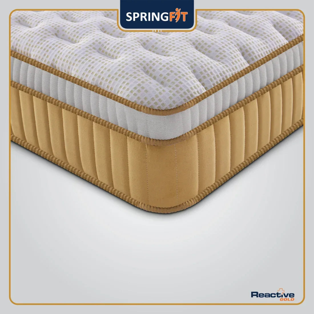Reactive Gold Orthopedic Support Memory Foam Queen Mattress 78x66x10 Inch in Grey Colour - HomeTown